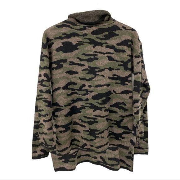 Rachel Zoe Camo Print Fold-Over Neck Sweater - Picture 5 of 6